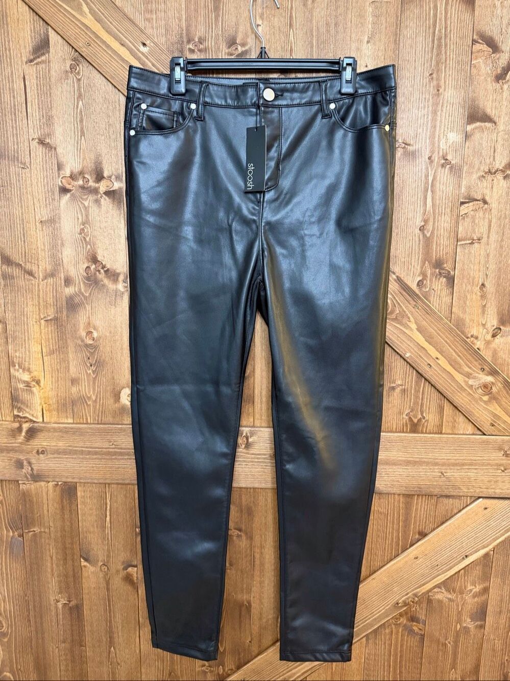 Stoosh Women’s Black Faux Leather Skinny Pants NWT Size XL (9263)
